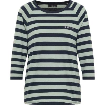 ELBSAND Дамска тениска ELBSAND Women's Celin T-Shirt - Silt Green / Coldwater / Stripe (916-2676-1414)