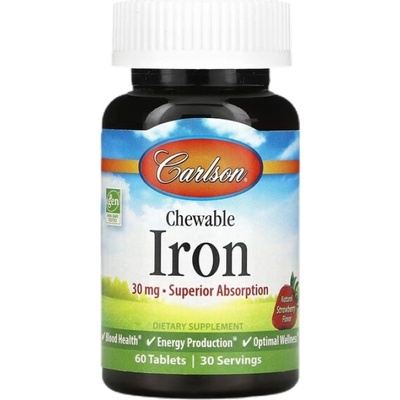 Carlson Labs Chewable Iron 30 mg [60 Дъвчащи таблетки] Ягода