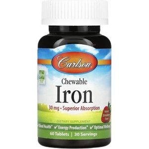 Carlson Labs Chewable Iron 30 mg [60 Дъвчащи таблетки] Ягода