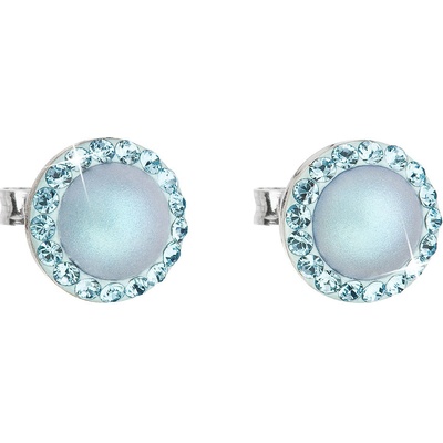 Pavona pecka s krystaly Swarovski a světlemodrou matnou perlou kulaté 31214.3
