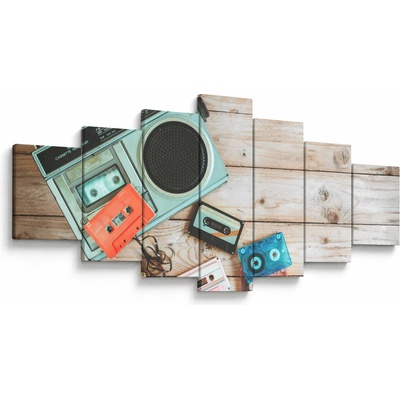 Obraz - Retro rádio, sedemdielne 210x100 cm