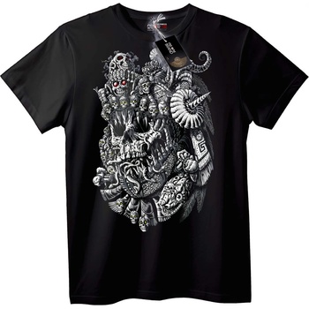 NOONEBRAND Тениска Сливане на черепи - S, Black