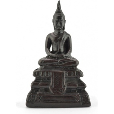 Buddha meditující, pryskyřice, tmavý, 8 cm
