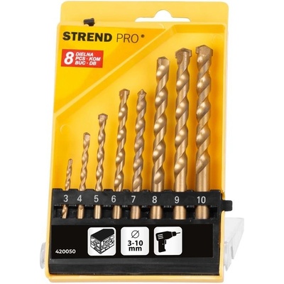 Sada vrtákov Strend Pro FD023, 8 dielna, 3-10 mm, TiN, do muriva