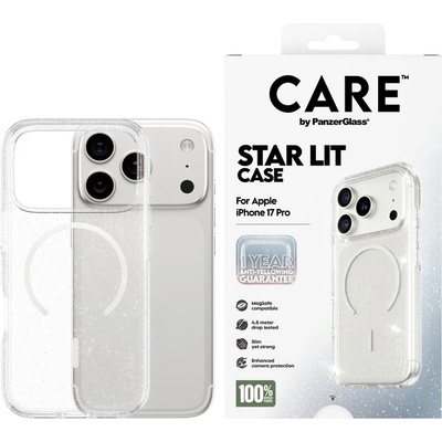 Panzer Калъф CARE - Star Lit, iPhone 17 Pro, White MagSafe, прозрачен (5715685026935)