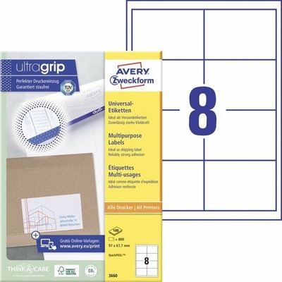 avery zweckform Etikety univerzálne 97x67,7mm Avery A4 100 hárkov
