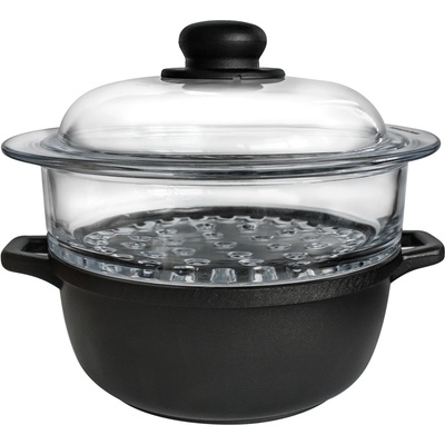 Antik Ars ИТ-61.20+vap200/p-Тенджера със система за готвене на пара pyrex 20х15.5см(три части) (0144116)