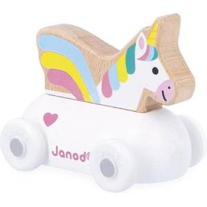 Janod Дървена количка Janod Cross Roads - Еднорог (J05922)