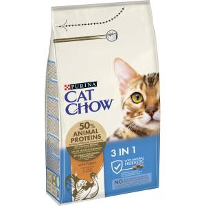  Суха храна за котки PURINA CAT CHOW Cat, 3in1 с Naturium, с пуйка - 15кг