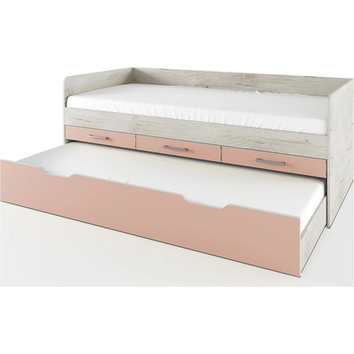 Bogdan Furniture I Легло сандвич Mod 2035, Дъб пиемона/Розова праскова, с включени 2 броя матраци 90/200