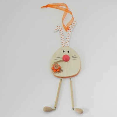 Zajíček závěs dřevo oranžová