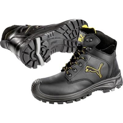 PUMA Borneo Black Mid 630411 S3 bezpečnostná obuv čierna, žltá