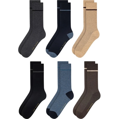Ted Baker Чорапи Ted Baker Mens Formal Crew Socks - Gry/Blu/Bei Mix