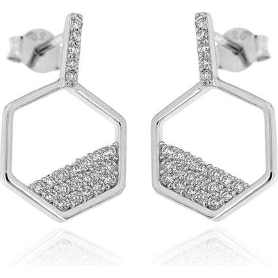 Zlatnictví U Kostela stříbrné hranaté zirkonové náušnice 1231
