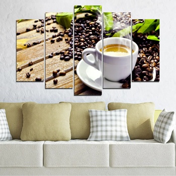 Vivid Home Картини пана Vivid Home от 5 части, Кафе, Канава, 160x100 см, Стандартна форма №0304