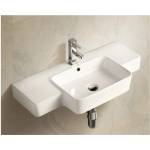 Inter Ceramic Мивка за баня ICC 8713, Inter Ceramic, стенен монтаж, с отвор за смесител, порцелан, бял, 87x43x13см (8713)