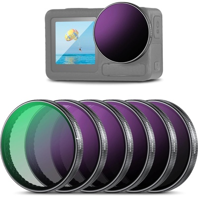 NEEWER ND filter set compatible with DJI Osmo Action 5 Pro/4/3, pack of 6 ND8+ND16+ND32+ND64+ND256+CPL gray filter polarization filter action camera accessories, multi-coated optical HD glass, FL-A98