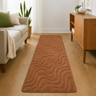 Takoy Koberec 80x300 vzor vlny hnědý-HT-00420 | 80 x 300 cm