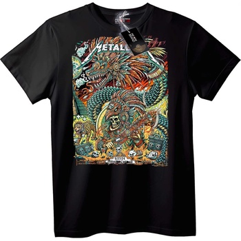 NOONEBRAND Metallica Тениска метален дракон арт - 2XL, White