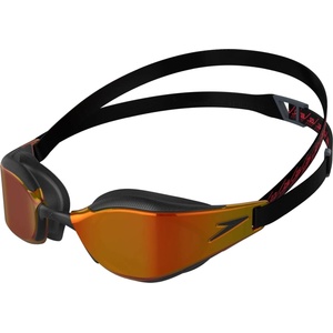 Speedo Unisex Adult Fastskin Hyper Elite Swim Goggles | Competition Swim Goggles | Performance | Training | Hydrodynamic Swim Goggles, Black/Dragon Fire/Gold, One Size - 8-12818 (8-12818)