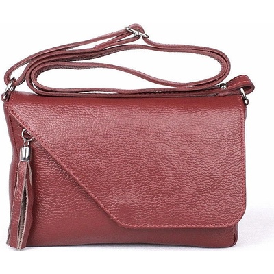 Vera Pelle malá kožená crossbody kabelka no. 151 tmavěčervená