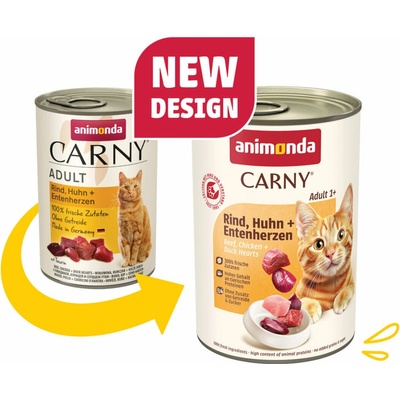 Animonda Carny Adult hovädzie,kura a kačacie srdiečka 400 g