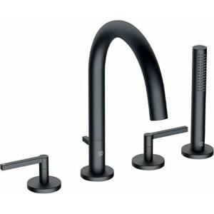 Kludi Nova Fonte Puristic Смесител за вана и душ с 4 части, матово черен (204253915)
