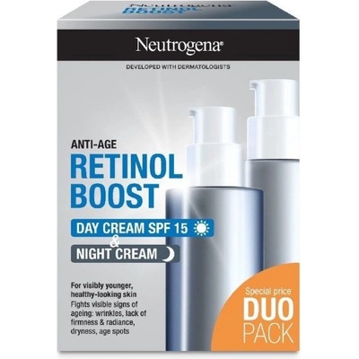 Neutrogena Retinol Boost denní pleťový krém Retinol Boost Day Cream SPF15 50 ml + noční pleťový krém Retinol Boost Night Cream 50 ml dárková sada