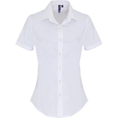 Premier Workwear Dámska bavlnená košeľa s krátkym rukávom PR346 White