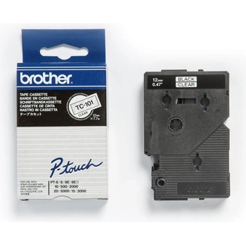 Brother Ламинирана лента Original Brother Black on Clear TC101 за E105|E110|H100|H101|H105|H110|H111|P300|128|200|1000|1010|1090|1100|11 (TC101)