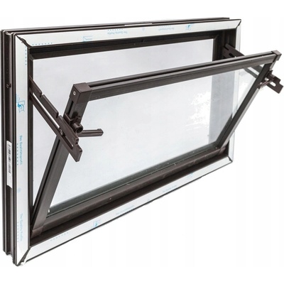 Hospodářské okno Wolfa plastové výklopné 700x400 mm hnědé
