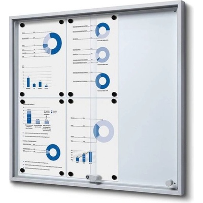 Jansen Display Slim interiérová vitrína plechová záda posuvné dveře 10 x A4