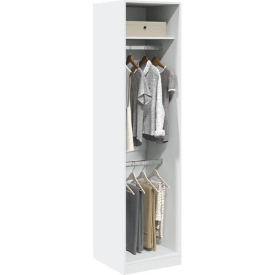 vidaXL Гардероб, бял, 50x50x200 см, инженерно дърво (3307783)