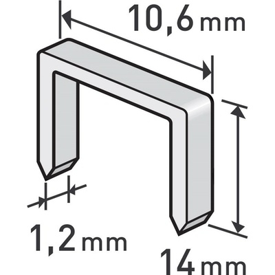EXTOL PREMIUM 8852205 spony, balení 1000ks, 14mm, 10,6x0,52x1,2mm