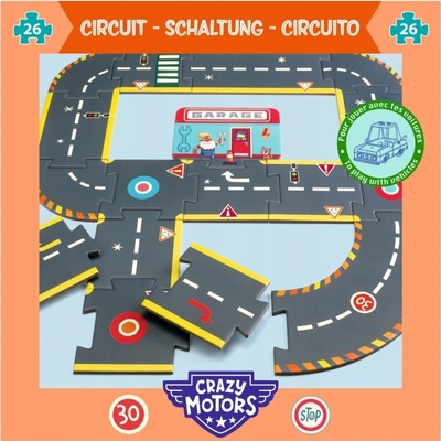 Djeco Obří dráha Crazy Motors City circuit 26 dílků