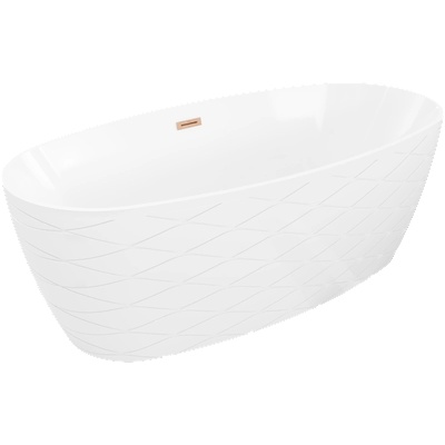 Mexen Olea свободностояща вана модел 170 x 80 см, бяла, преливник четкана мед - 52821708000-65 (52821708000-65)