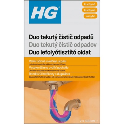 HG Tekutý DUO čistič odpadov 2x500 ml