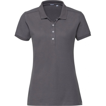 Russell Athletic 566F / Дамска еластична поло тениска с къс ръкав - цвят convoy grey S (10566F25301)