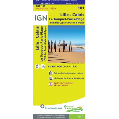 mapa Lille Calais Touquet-Paris-Plage PNR Caps&Marais Opale 1:100 t.
