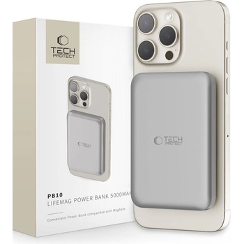 Tech-Protect Преносима батерия Power Bank с MagSafe 5 000 mAh от Tech-Protect PB10 LifeMag 15W - Titanium (5906302309498)