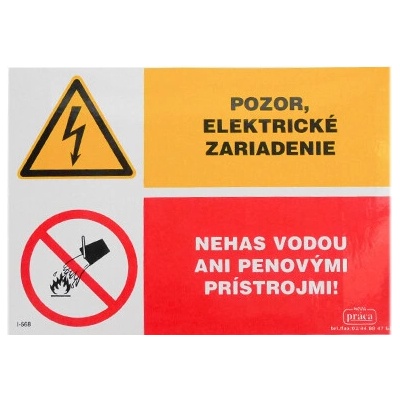 I 568 S Pozor el. zar. Nehas vodou A5 samolepka