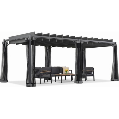 Garden Point pergola Malaga 3x6 m s moskytiérou Antracitová