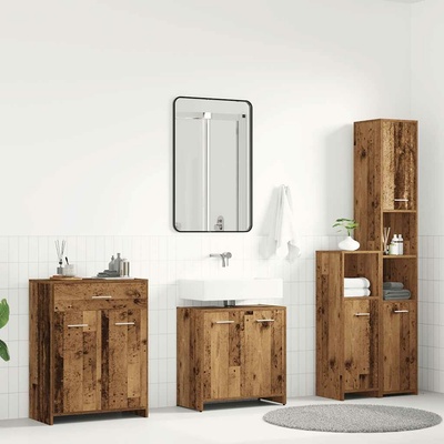 vidaXL 4dílná koupelnová sestava old wood kompozitní dřevo