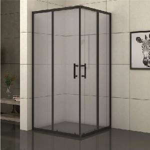 Inter Ceramic Квадратна душ кабина Inter Ceramic с плъзгащи се врати 80x80 см матово черно - опушено (275GS/80NEW EASY ASSEMBLE)