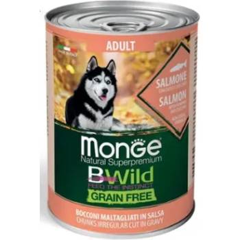 Gemon Monge Dog Bwild Grain Free Salmon - Пълноценна и балансирана мокра храна за кучета в зряла възраст, без зърно, със сьомга, 400 гр