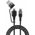 4smarts Кабел 4smarts 4S468626, от USB A(м) или USB C(м) към USB C(м), 1.5m, 60W, черен (4S468626)