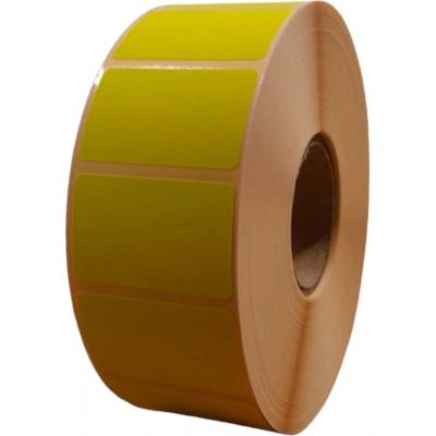 Papierová Etiketa 40 mm x 25 mm, Matný papier, Žltá reflexná celoplošne, Dutinka 40 mm, 2500 ks/kotúč, Permanentné lepidlo, Priemer kotúča 117 mm