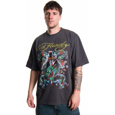Ed Hardy Battle Of The Dragons Relaxed Tshirt Charcoal