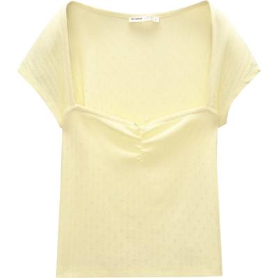 Pull&Bear Тениска жълто, размер S