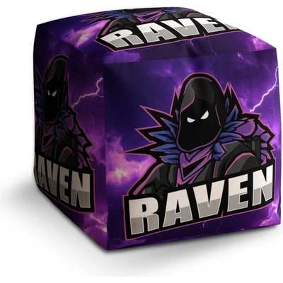 Sablio Taburet Kocka FORTNITE RAVEN Fialová bouře: 40x40x40 cm